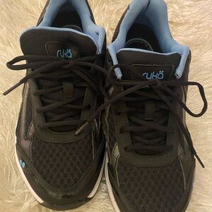 Ash Black and Blue Athletic Shoes with Cushioned Midsole